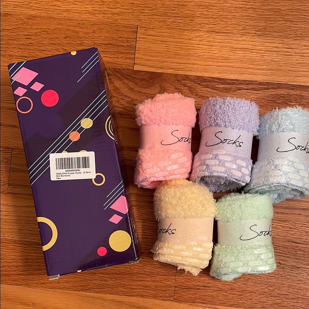 5 pair of Cozy, Soft Slipper Socks.